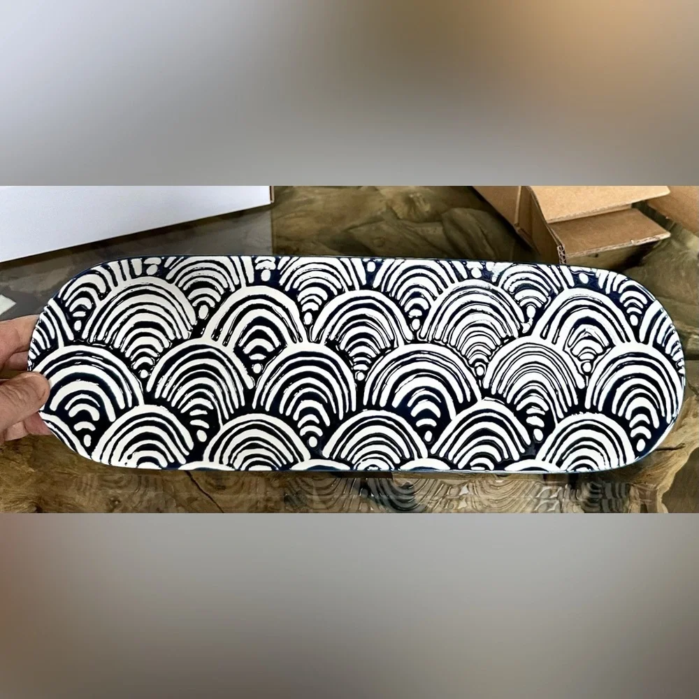 ‼️RARE‼️🎸Short Stories🎸🔥NWT🔥Ceramic Tray in Navy Blue - Picture 7 of 16